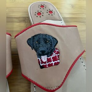 Jack Rogers Black Lab Slides Flats Embroidered size 8 NWoB